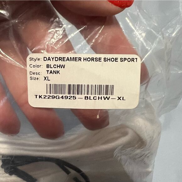 NWT Daydreamer Metallic Horse Shoe Sporty Tank Bleach White Western XL Beyoncé - Picture 8 of 8